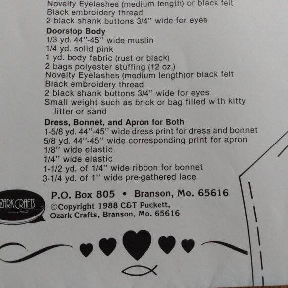 Vintage Cow Doll Sewing Pattern Doorstop Broom Cover Farmhouse Decor UNCUT - Picture 5 of 7